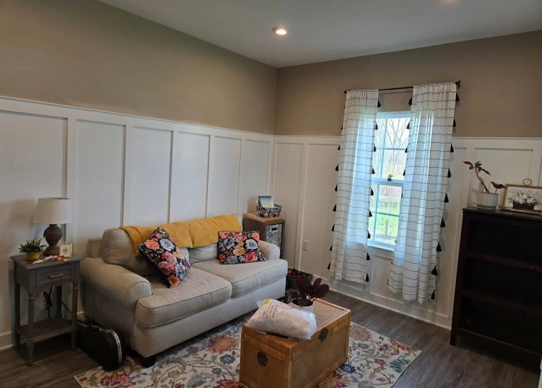 Board & batten wainscoting, living room